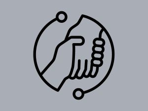  Icon showing handholding over grey background